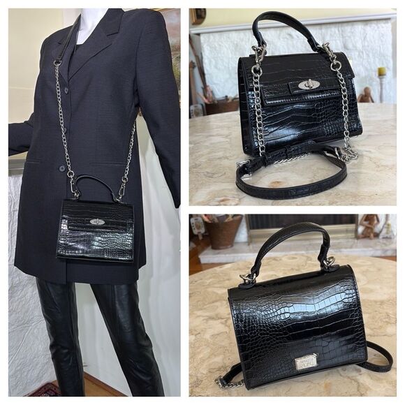 NWOT Steve Madden Madden NYC Croc Embossed Vegan Leather Mini Kelly Crossbody - Picture 1 of 15